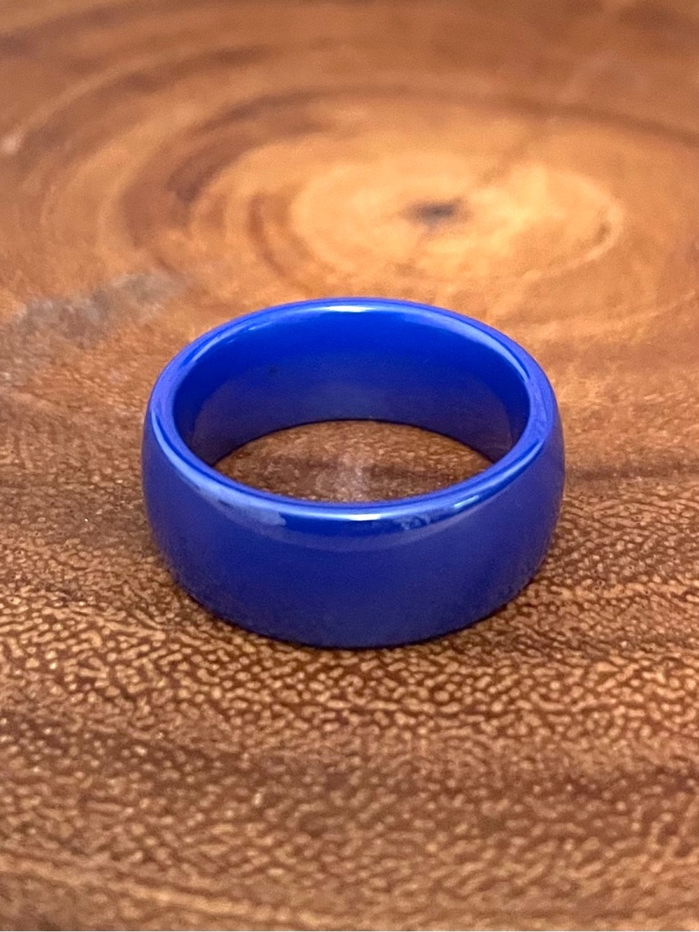 Cobalt Blue Ceramic Wide Dome Band Ring Unisex NWOT